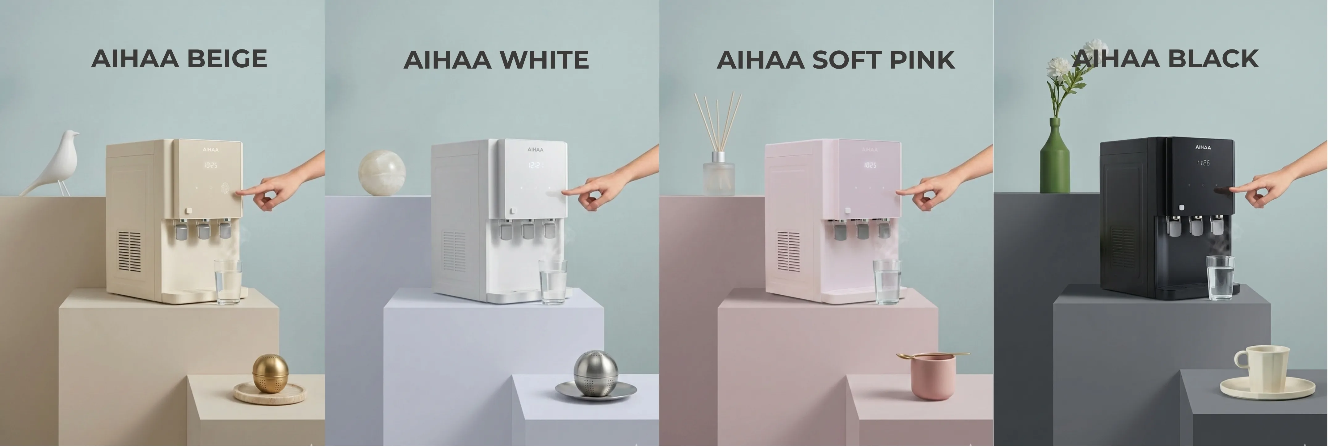AIHAA EAN tersedia dalam 4 pilihan warna — BEIGE, WHITE, SOFT PINK, BLACK. Padankan dengan dapur anda.