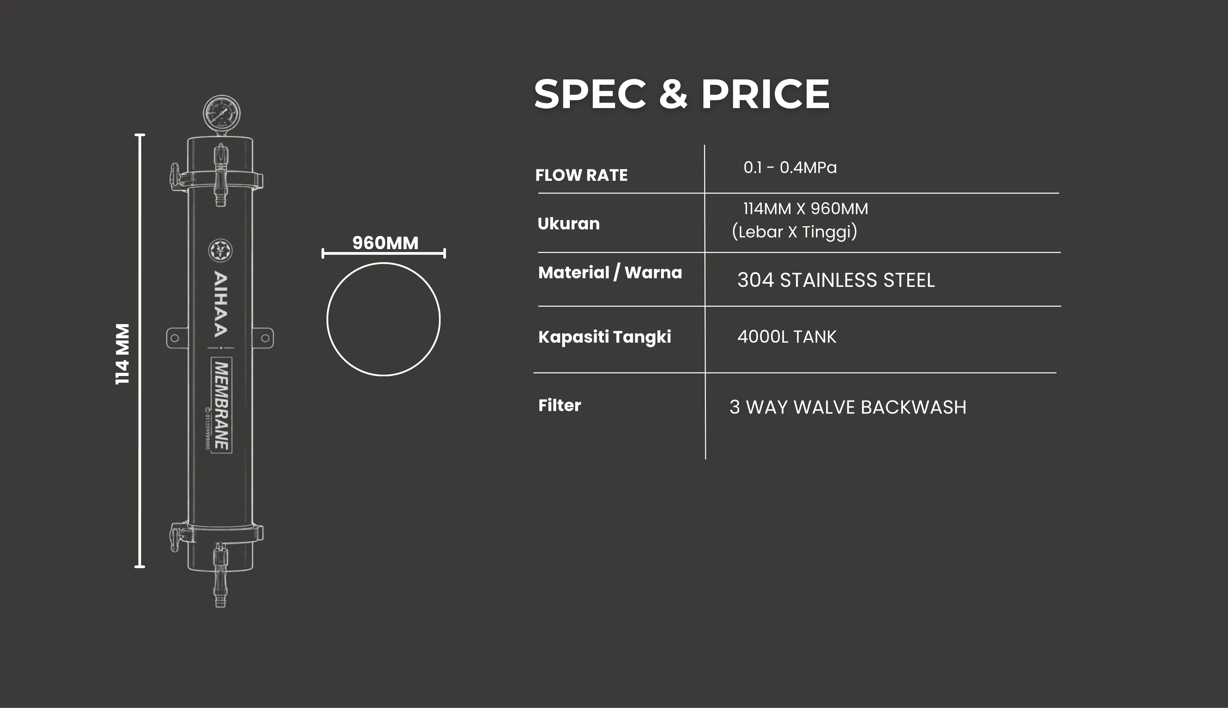 UF DOUBLE BACKWASH — Spec Price